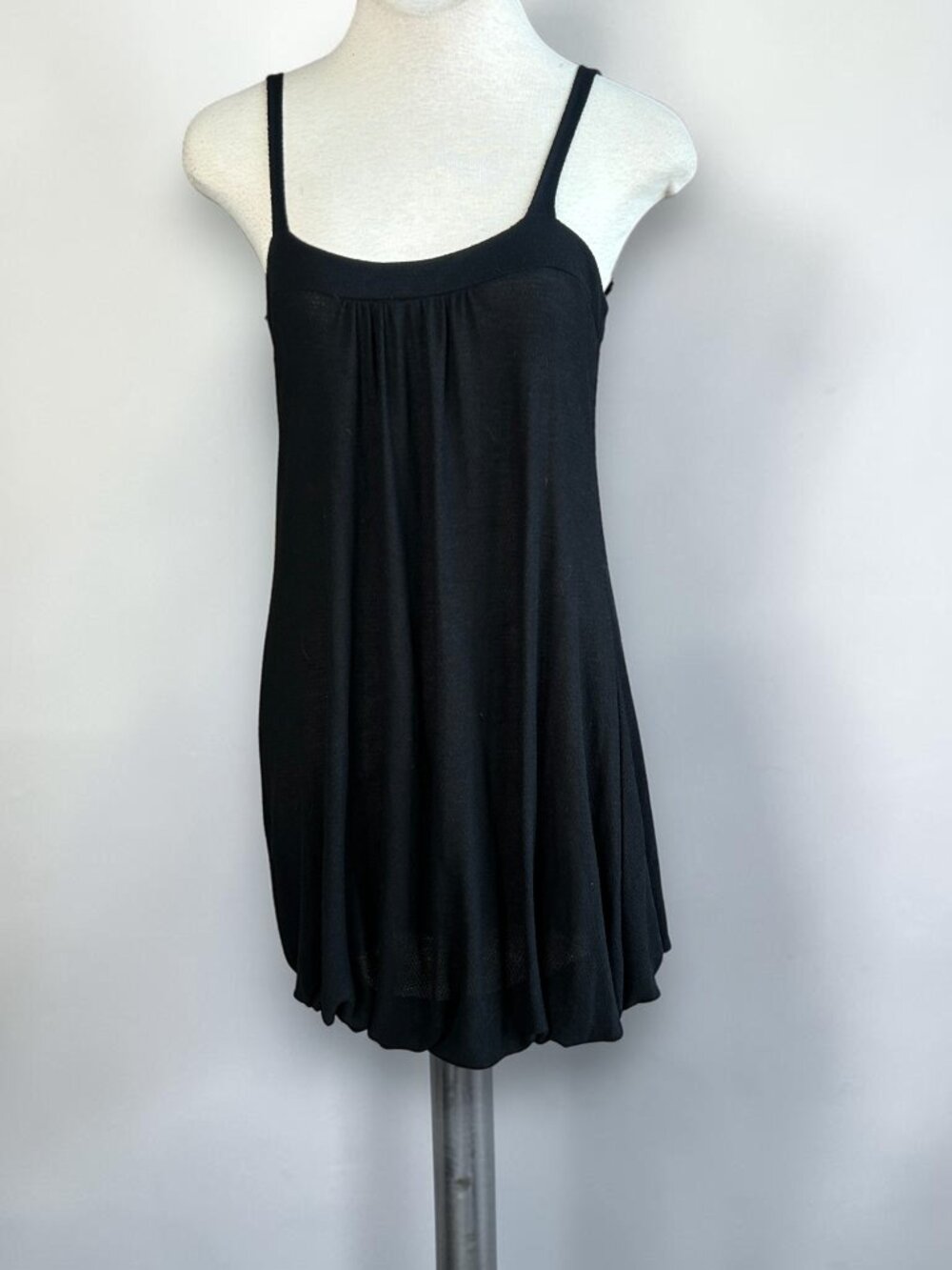 pete Woman’s Black Mesh Bubble Dress Spaghetti Straps Size Small